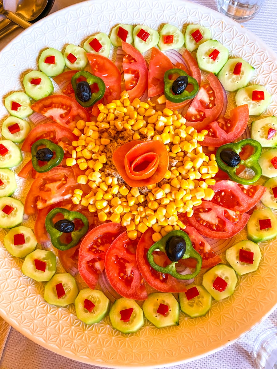 Fresh vegetables start every meal in Morocco 