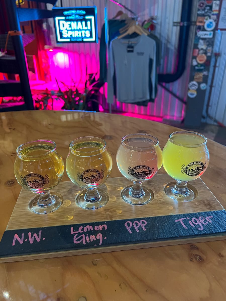 Cider flight at Denali Brewing Company