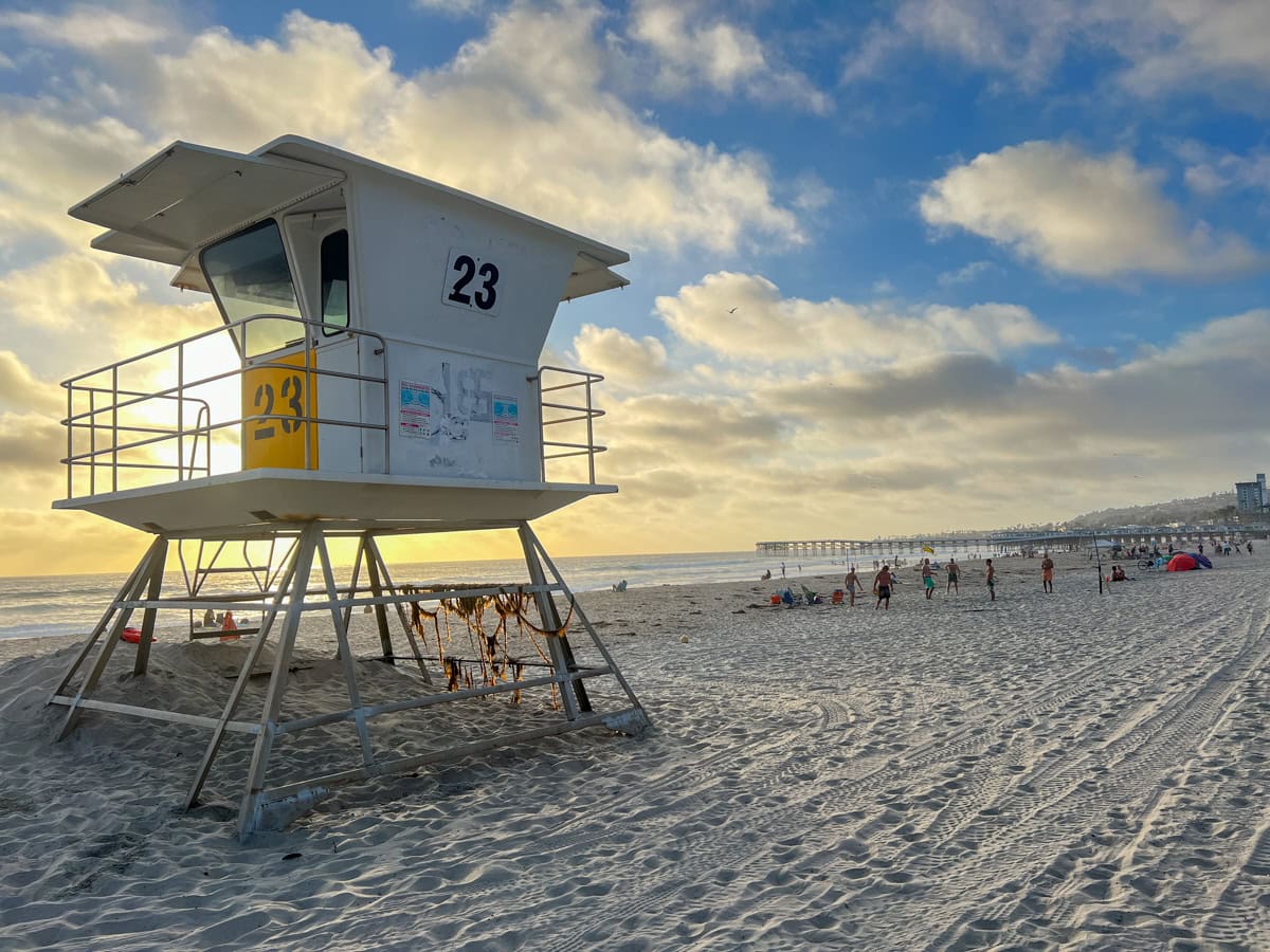 San Diego beach at sunset