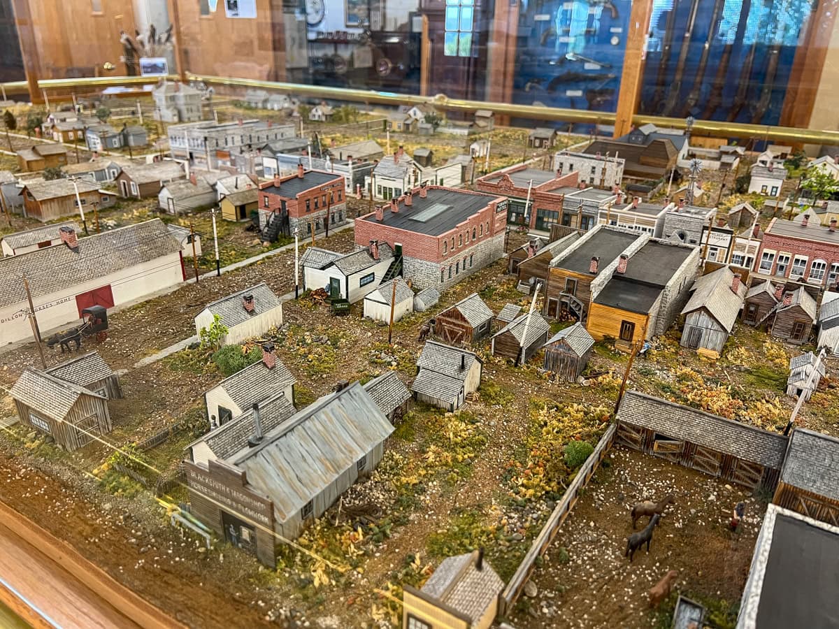 Cobblestone City display of Big Timber in 1907 at the Crazy Mountain Museum