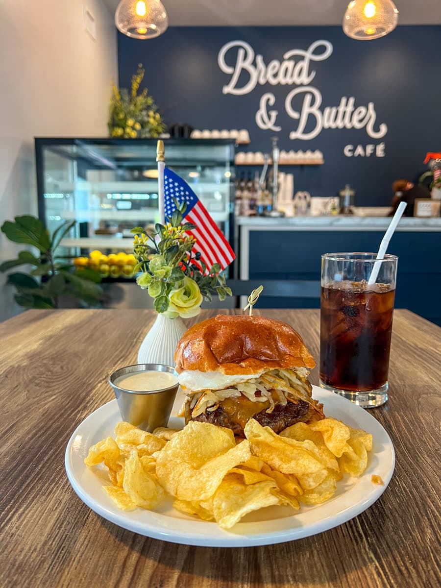 Bacon Egger Burger at Bread & Butter Café in Townsend, MT