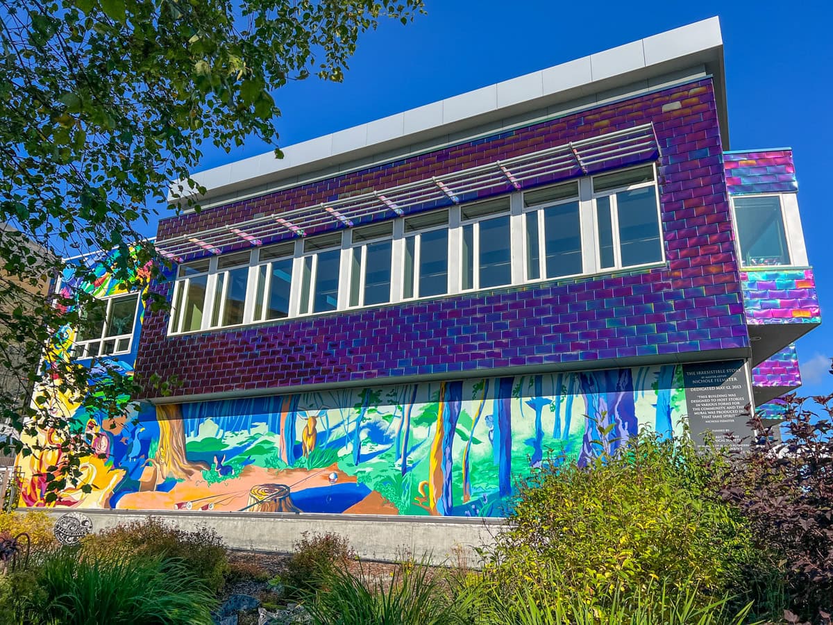 Seward Community Library & Museum's exterior and garden 