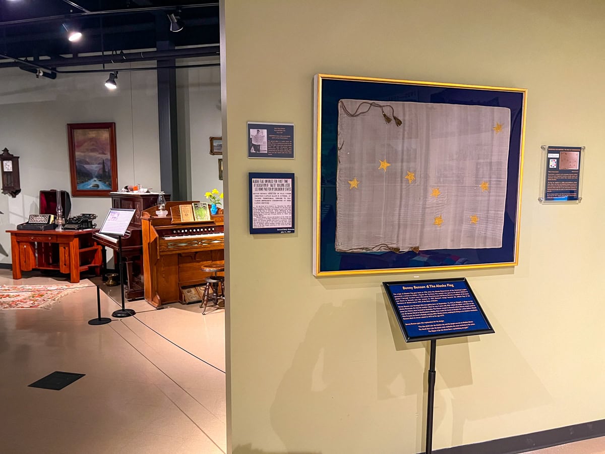 Alaska's first flag, displayed at Seward Museum