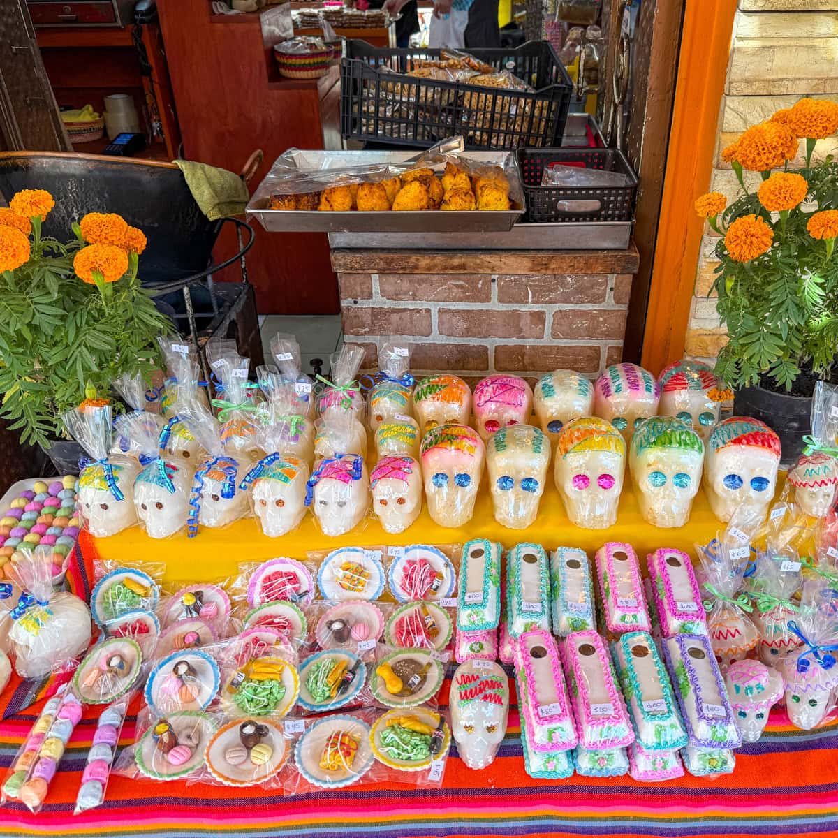 Calaveras, or sugar skulls, for sale at a candy shop in Puerto Vallarta