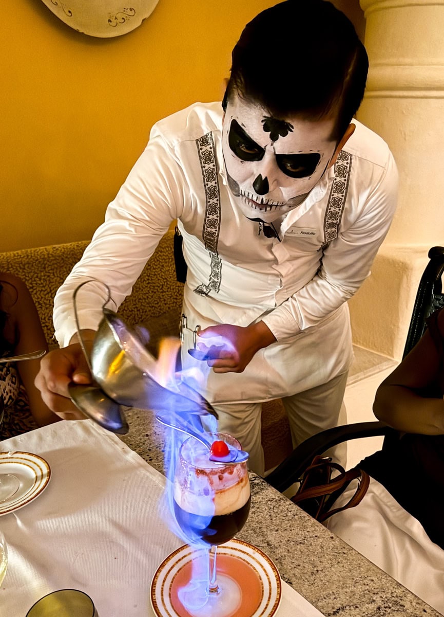 Tableside Mexican coffee at Emiliano Restaurant at Casa Velas