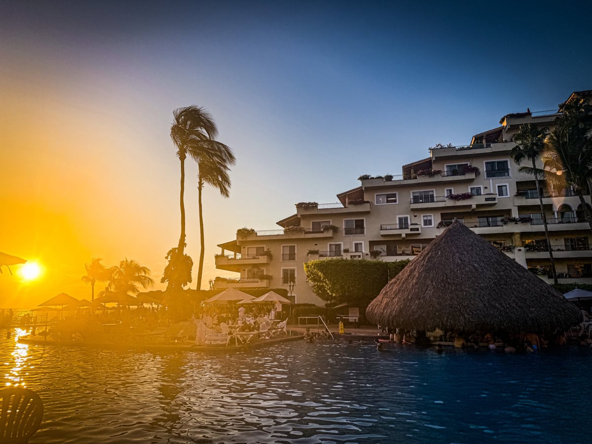 Main pool with swim-up bar at Velas Vallarta 