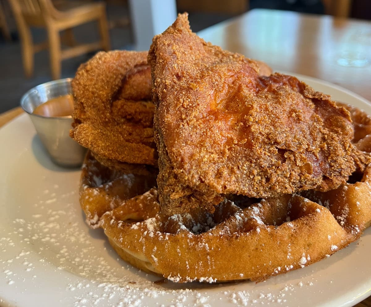 Gluten-free Chicken & Waffles at Irregardless Café 