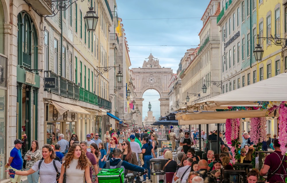 Pedestrians on Rua Augusta in Lisbon