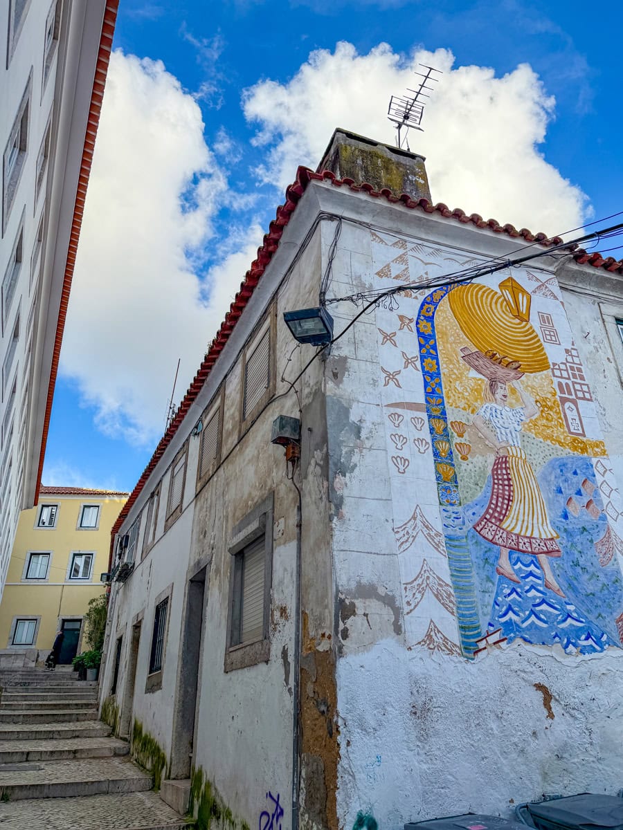 Mural and stairs in the Alfama district