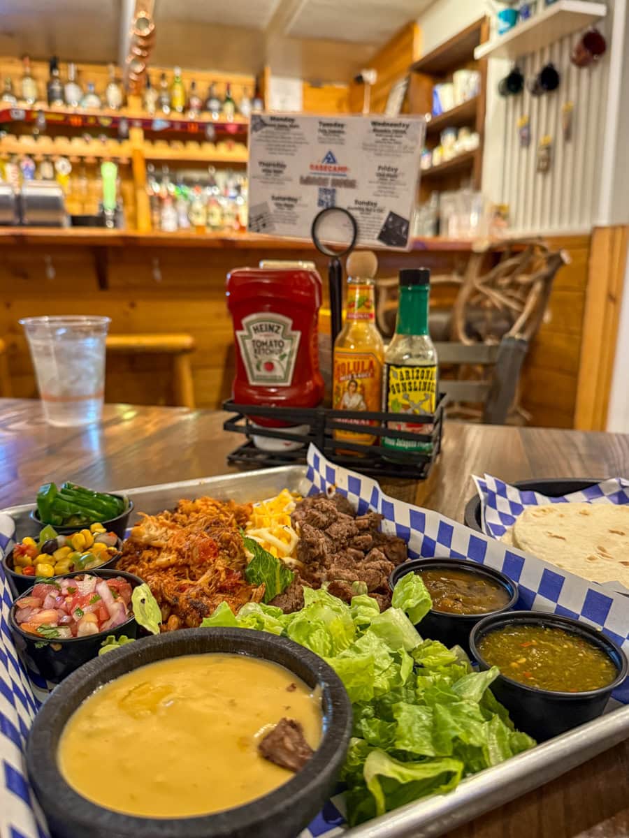 Build-your-own taco platter at Basecamp Restaurant