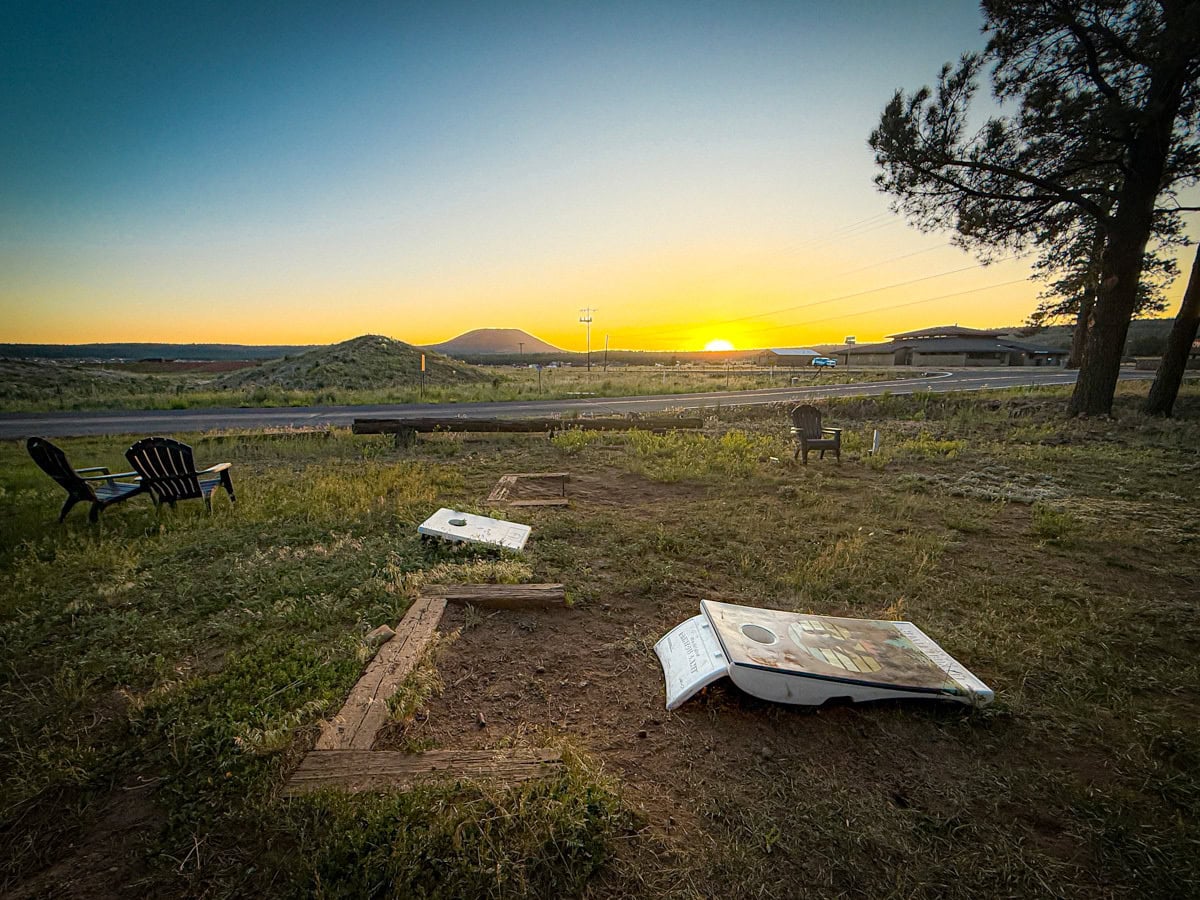 Cornhole at Basecamp at Snowbowl