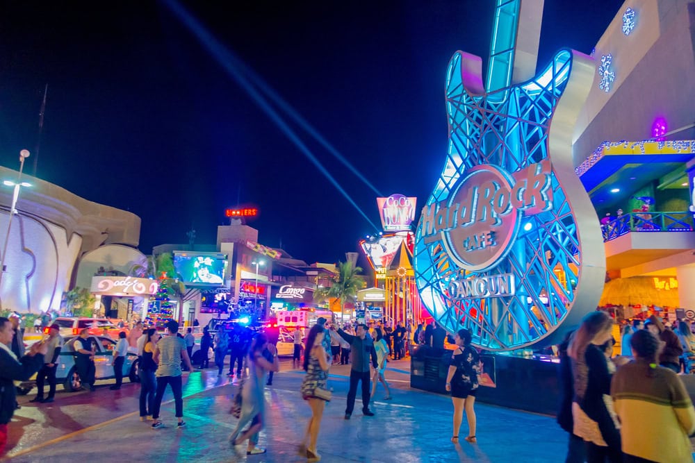 Cancun's Hotel Zone at night