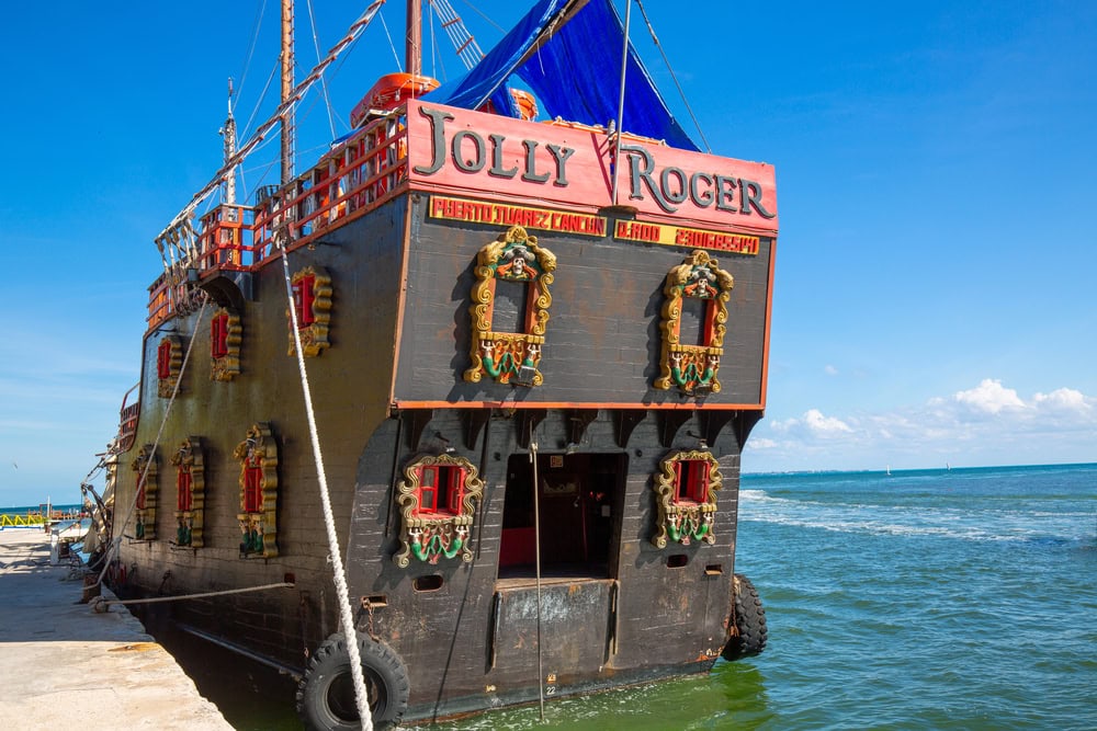 Jolly Roger pirate ship in Cancun