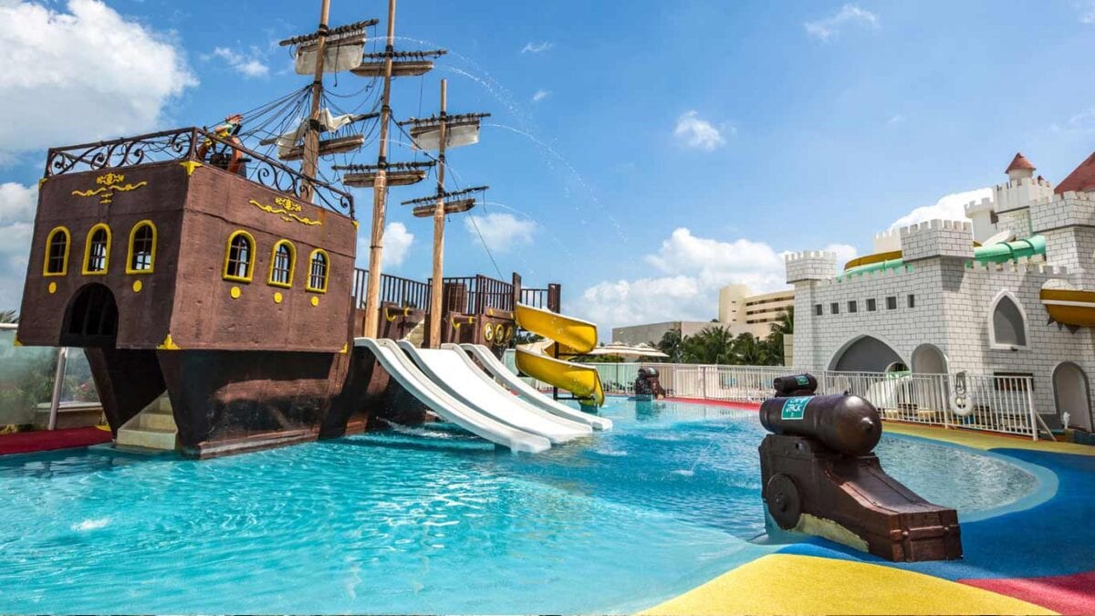 Wyndham Alltra Cancun's pirate-themed pool area for kids
