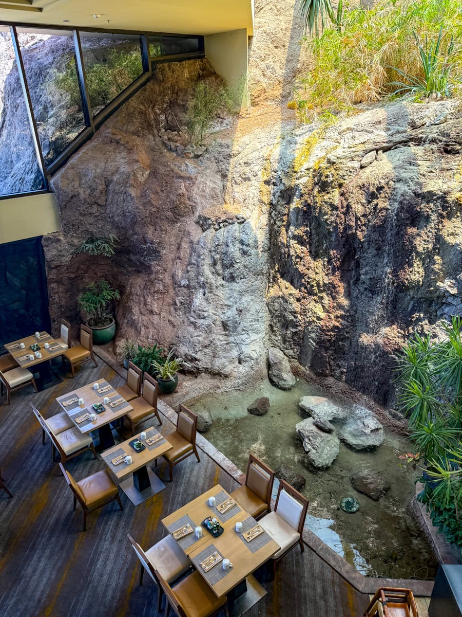 Indoor waterfall at Market Café