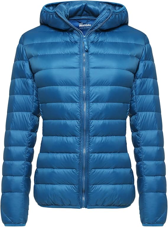 Wantdo Women's Hooded Packable Ultra Light Weight Short Down Jacket for travel