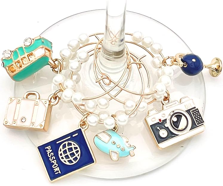 Serendipity Travel-Themed Wine Glass Charms