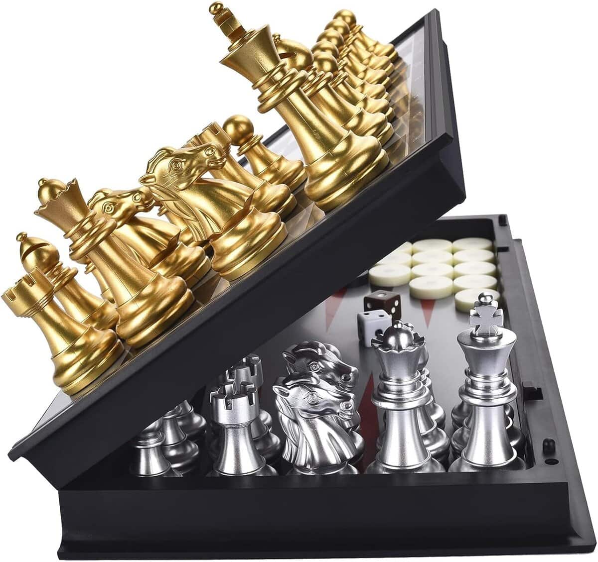 3 in 1 Magnetic Chess Checkers Backgammon Board Game Set for kids and teens