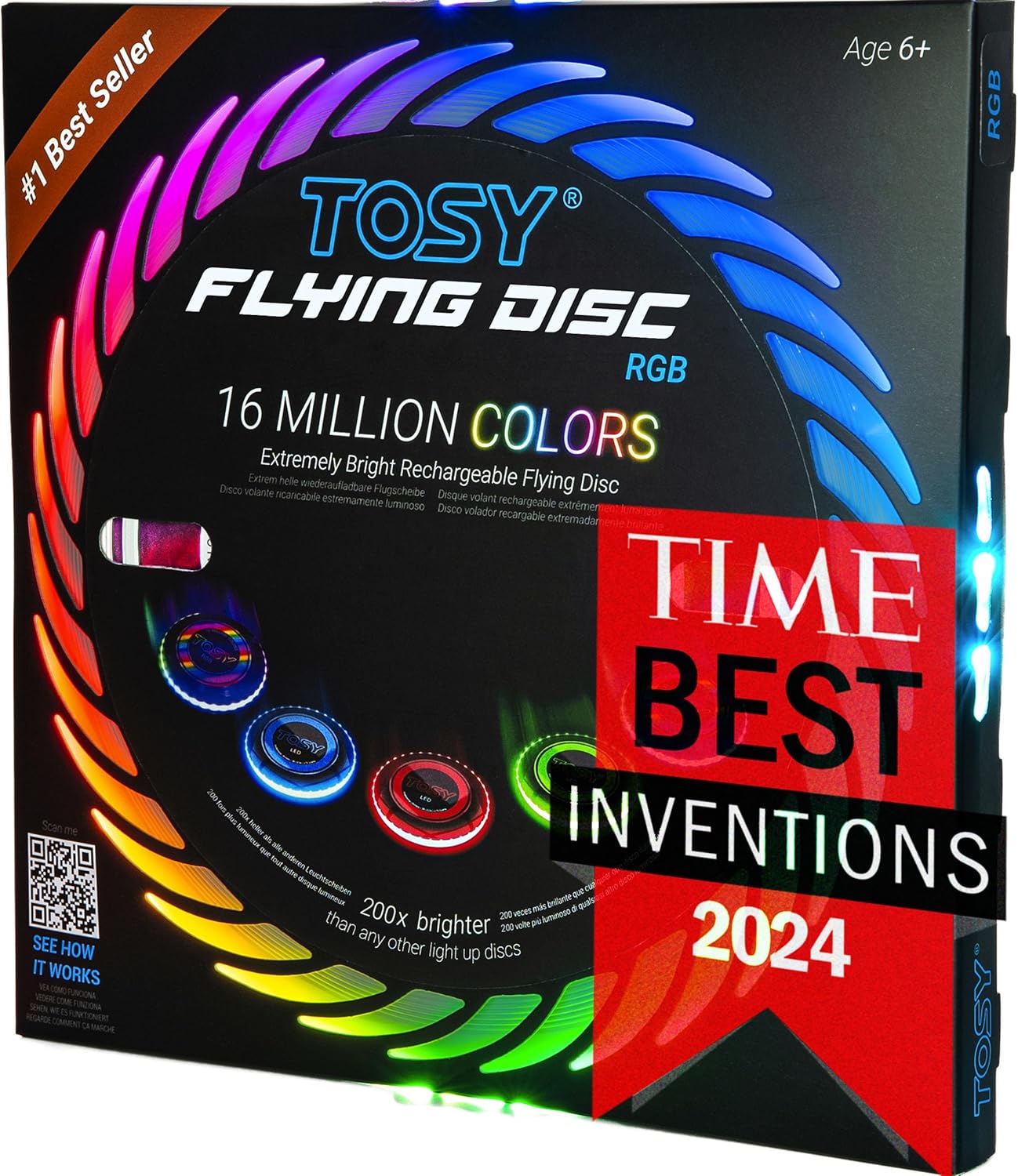 TOSY Flying Disc - 108 RGB Multicolor, great for camping and beach trips with kids