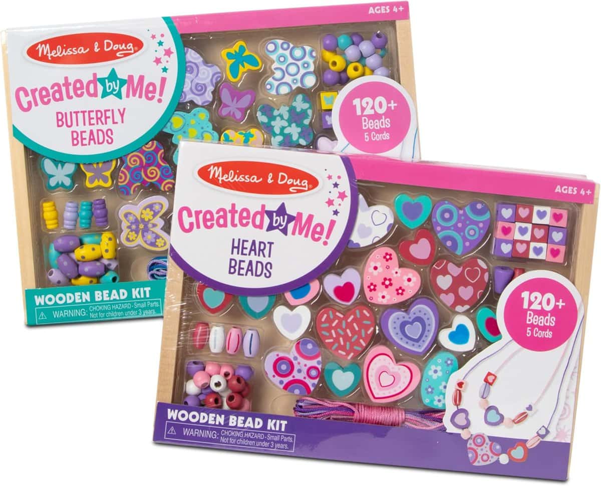 Melissa & Doug Sweet Hearts and Butterfly Friends Bead Set, a creative travel toy for kids