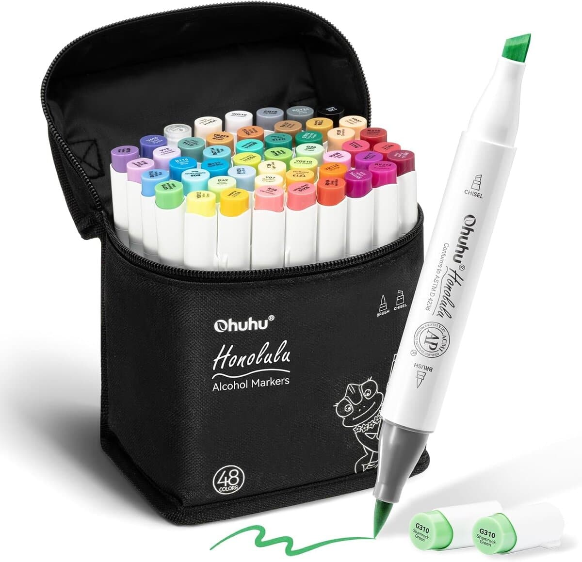Ohuhu Markers: 48-Color Double Tipped Art Marker Set for creative big kids, tweens, and teens