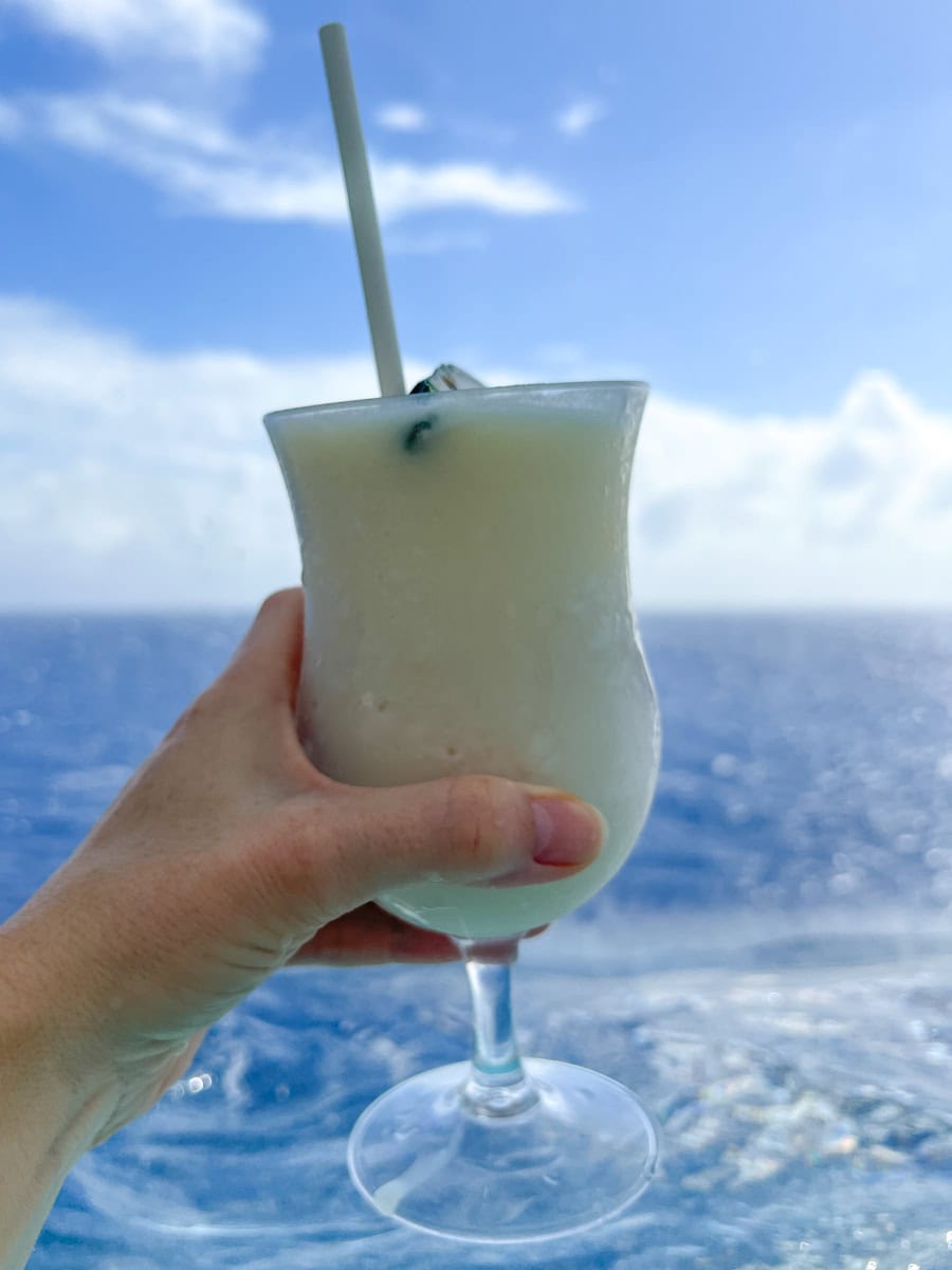 Alcohol-free piña colada on Royal Caribbean Wonder of the Seas 