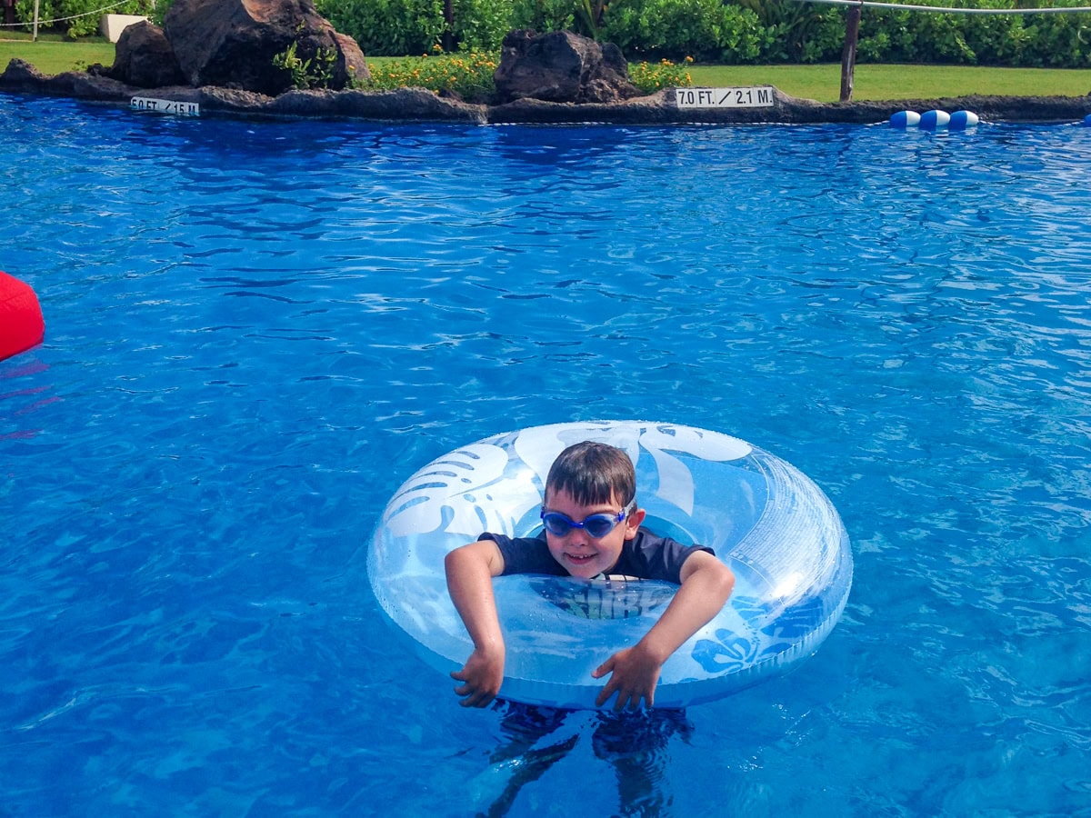 My son floating at Sheraton Maui Resort & Spa