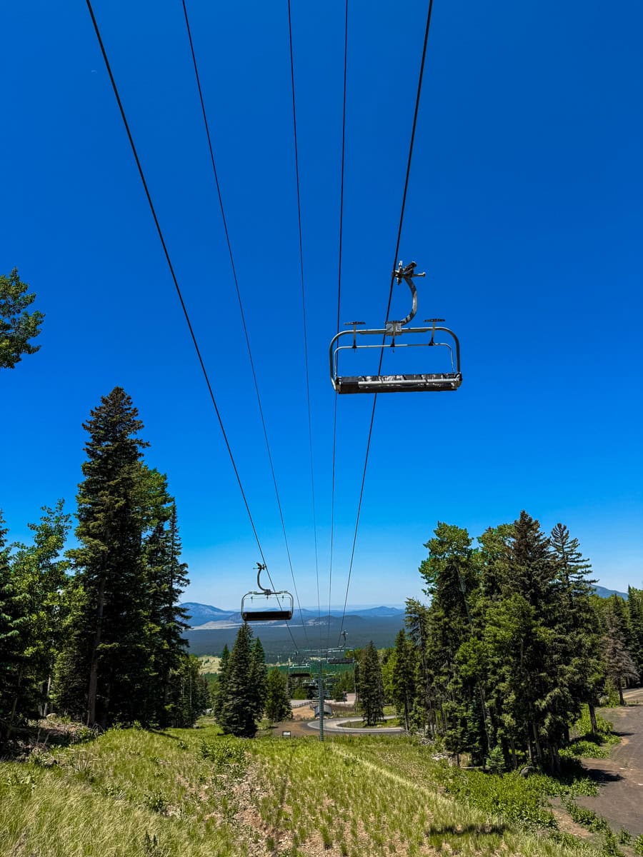 Ski lift in at Arizona Snowbowl in summer