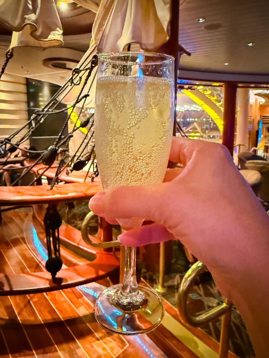 Natureo Sparkling, an alcohol-free wine offered by Royal Caribbean
