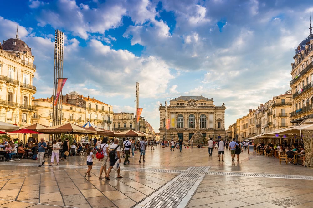 La Place de la Comédie in Montpellier, France in summer