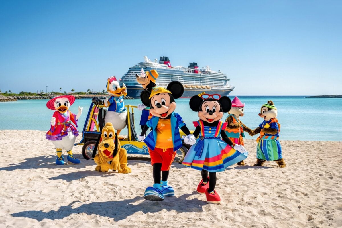 Mickey Mouse, Minnie Mouse, Pluto, Chip and Dale and more Disney characters on Castaway Cay