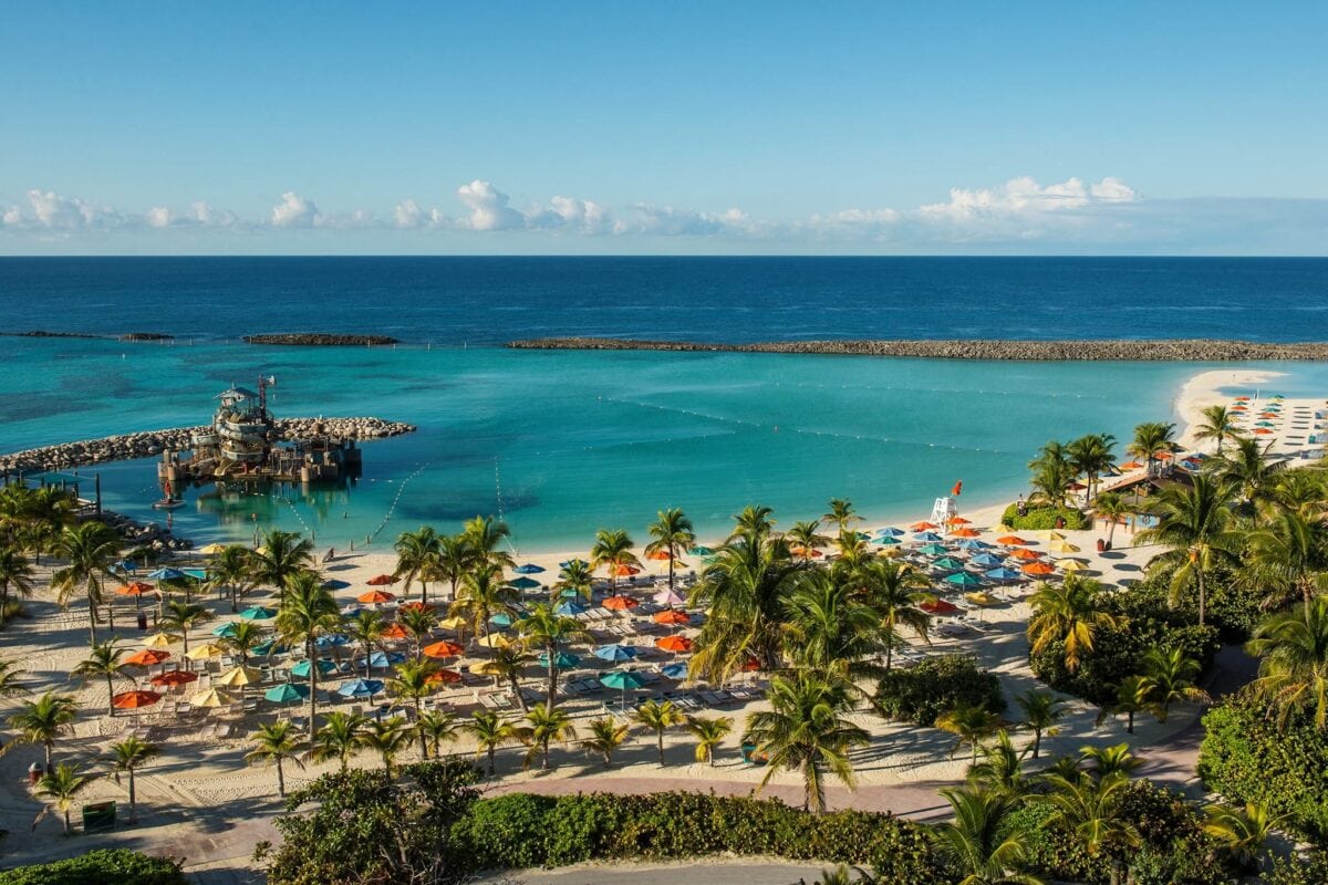 Beach chairs on Castaway Cay's Family Beach