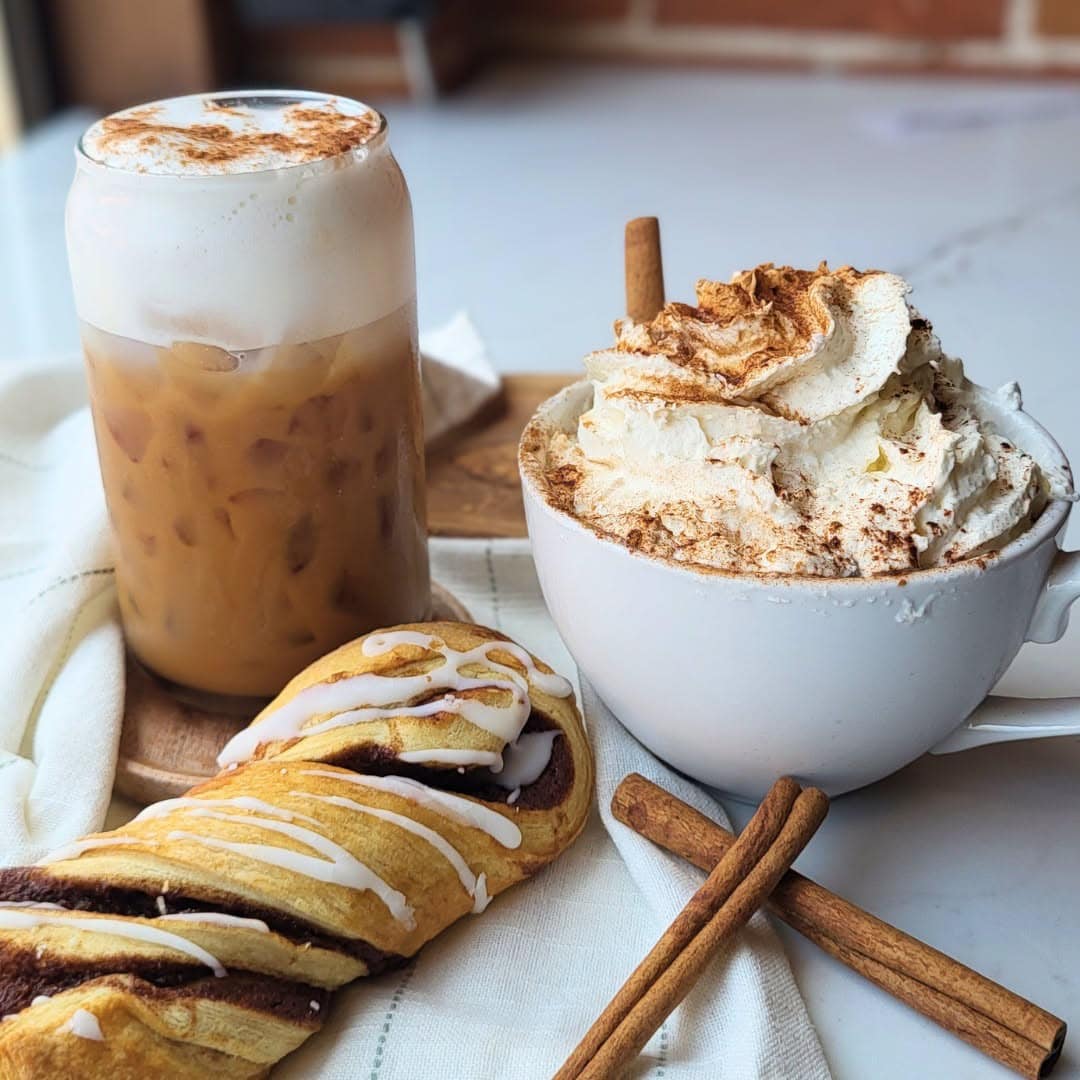 Cinnamon Roll Latte at Grounded Patio Café in La Crosse