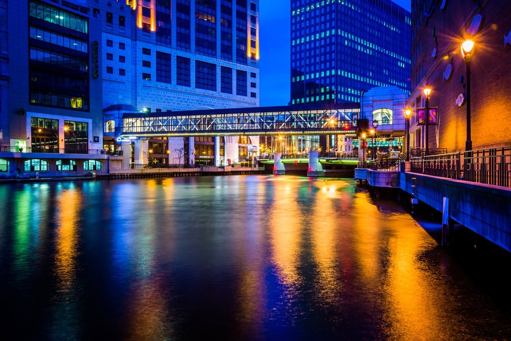 Milwaukee River at night