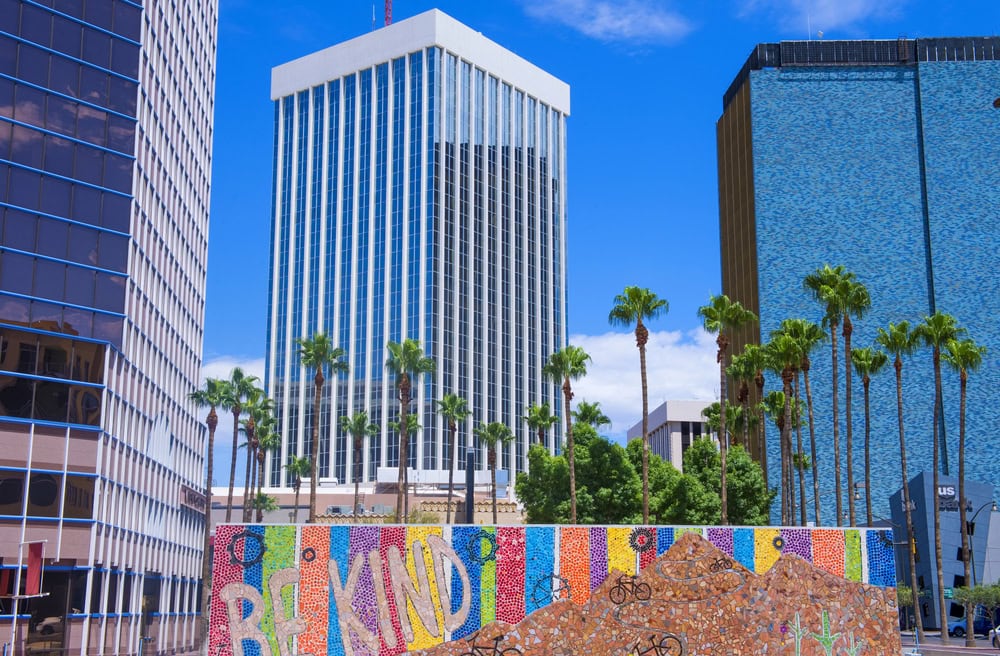 Tucson’s famous “Be Kind” mural in the heart of downtown