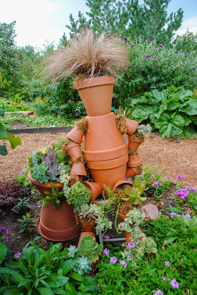 Terracotta Pot Person Sculpture at Red Butte Gardens in Salt Lake City